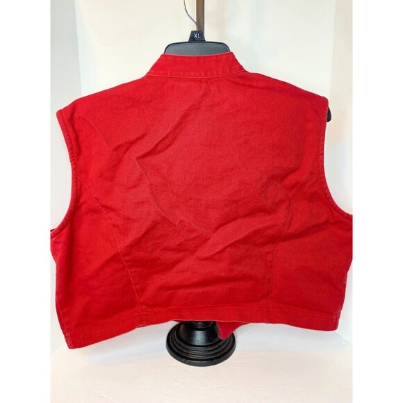 Vintage Cactus Flower Open Vest Womens Size L Red Western Southwest Sleeveless - Picture 8 of 16